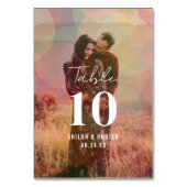 Moderne Kleurrijke Bokeh Overlay Foto Bruiloft Kaart (Achterkant)