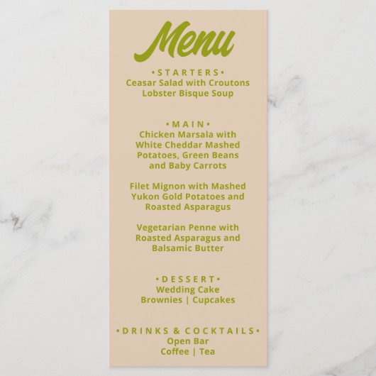 Moderne Kleurrijke Bold Funky Fun Unieke bruiloft Menu (Voorkant)