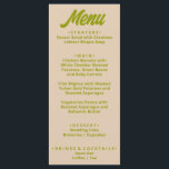 Moderne Kleurrijke Bold Funky Fun Unieke bruiloft Menu<br><div class="desc">Een kleurrijke retro funky moderne perzik gele bruiloft diner menu. Met een chique sjabloon ontwerp van boho  zoete roze achtergrond en groen vet typografie .Perfect en passend bij de hele suite.</div>