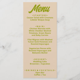 Moderne Kleurrijke Bold Funky Fun Unieke bruiloft Menu