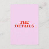 Moderne kleurrijke Bold Retro Funky Wedding Detail Informatiekaartje (Achterkant)