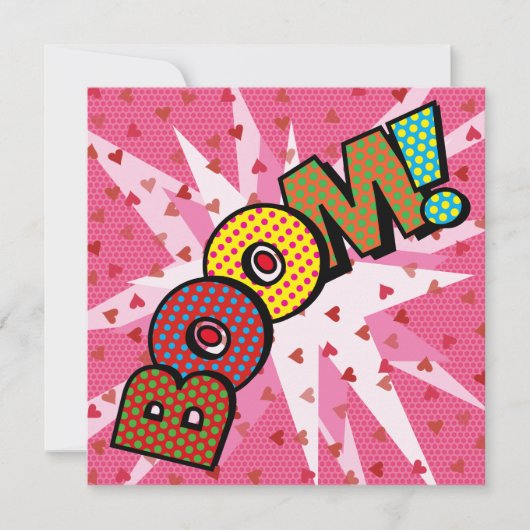 Moderne Kleurrijke BOOM Stripboek Kaart (Voorkant)