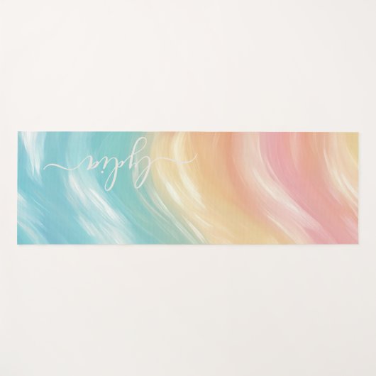 Moderne kleurrijke borstelgolven Abstract monogram Yogamat (Voorkant (horizontaal))