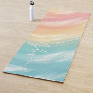 Moderne kleurrijke borstelgolven Abstract monogram Yogamat