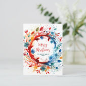 Moderne Kleurrijke Botanische Kerstkrans Feestdagenkaart (Staand voorkant)