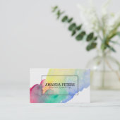 Moderne kleurrijke bruid borstel streep visitekaartje (Staand voorkant)