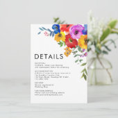 Moderne, kleurrijke bruiloft - details informatiekaartje (Staand voorkant)