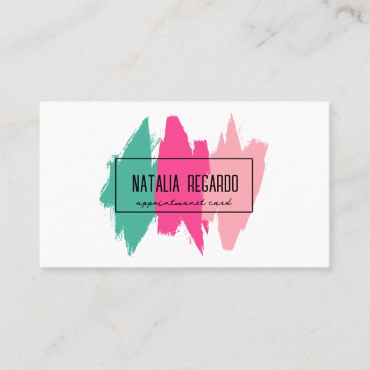 Moderne Kleurrijke Brush Strokes Salon Afsprakenkaartje (Voorkant)