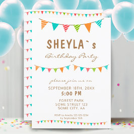 Moderne Kleurrijke Bunting Flags Verjaardagsfeest Kaart