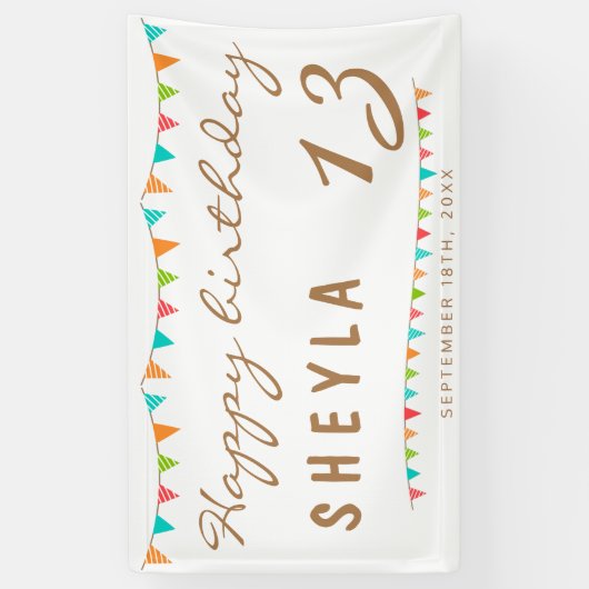 Moderne Kleurrijke Bunting Flags Verjaardagsfeest Spandoek (Verticaal)