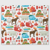Moderne kleurrijke Canadese thema  Cadeaupapier (Vlak)