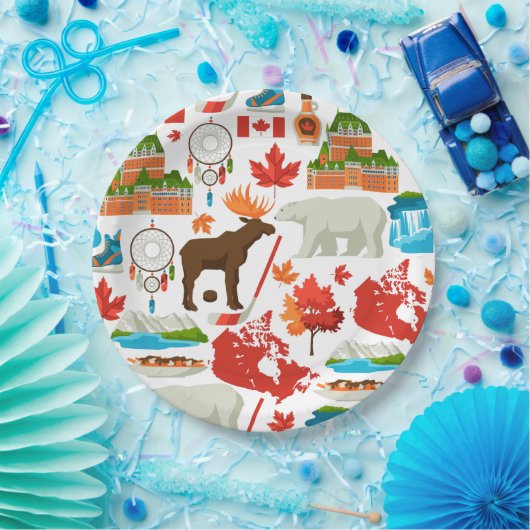 Moderne kleurrijke Canadese thema Papieren Bordje (Feest)