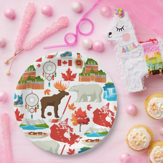 Moderne kleurrijke Canadese thema Papieren Bordje (Feest)