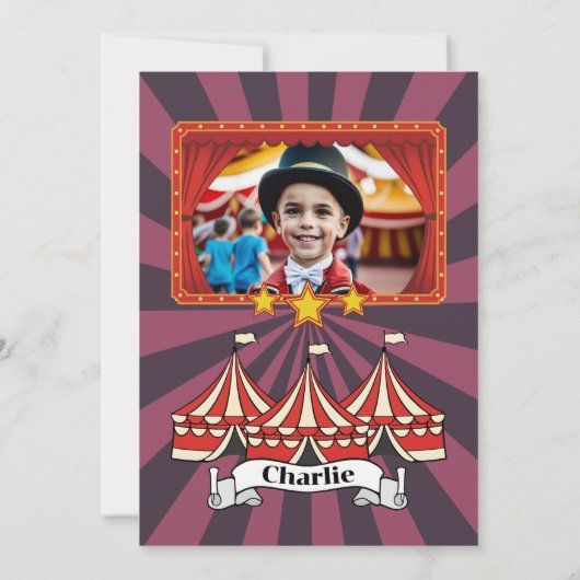 Moderne Kleurrijke Cartoon Circus Flat Dank u kaar Bedankkaart (Achterkant)