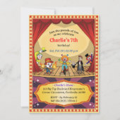 Moderne Kleurrijke Cartoon Circus Verjaardagsuitno Kaart (Voorkant)