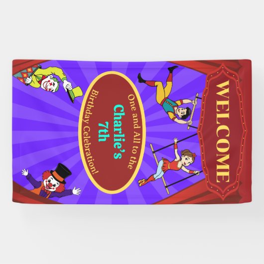 Moderne kleurrijke Cartoon Circus welkomstbanner Spandoek (Horizontaal)