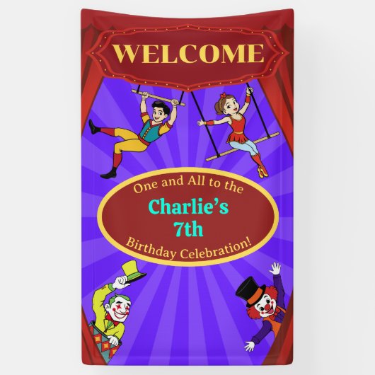 Moderne kleurrijke Cartoon Circus welkomstbanner Spandoek (Verticaal)