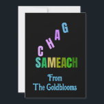 Moderne Kleurrijke Chag Sameach JoodseFeestdagGroe Feestdagenkaart<br><div class="desc">Een moderne,  kleurrijke Chag Sameach-tekstontwerp dat gelukkig feest betekent,  is een geschikte groet voor veel verschillende joodse feestdagen.</div>