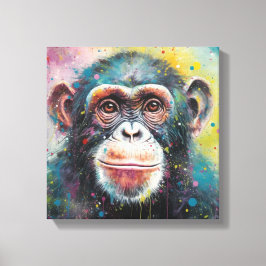 Moderne kleurrijke chimpansee kunst canvas afdruk