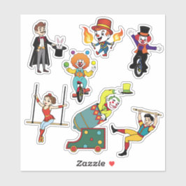 Moderne kleurrijke circusartiesten Cartoon Sticker