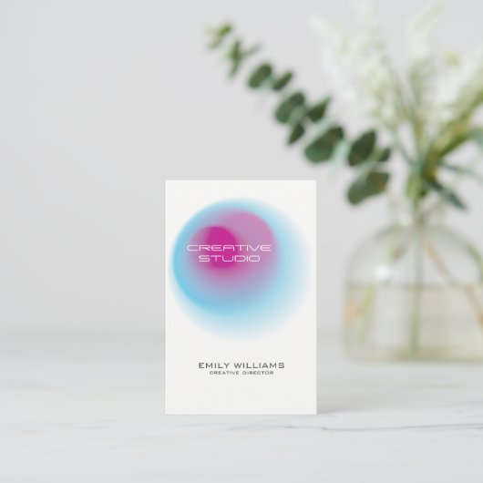 Moderne kleurrijke cirkel kleur blend visitekaartje (Staand voorkant)