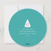 Moderne, kleurrijke cirkels kerstfoto Aqua Feestdagenkaart (Achterkant)