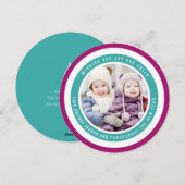 Moderne, kleurrijke cirkels kerstfoto Aqua Feestdagenkaart (Voorkant / Achterkant)