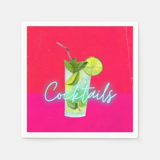 Moderne Kleurrijke Cocktailbar Kunst Servet (Voorkant)