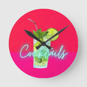 Moderne Kleurrijke Cocktails Bar Kunst    Ronde Klok