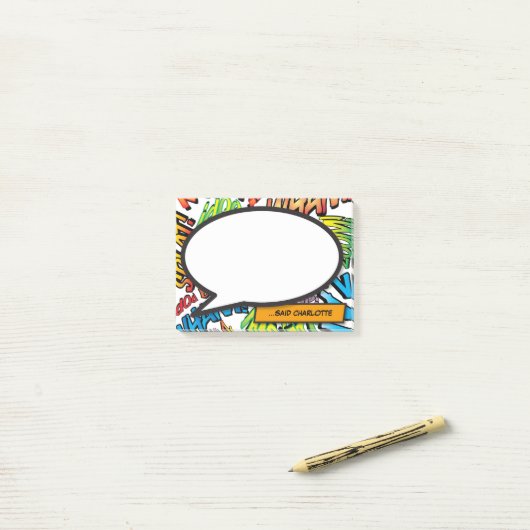 Moderne kleurrijke Comic Book Pop Art-spreekwolk Post-it® Notes (Op bureau)