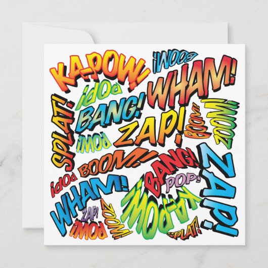 Moderne Kleurrijke Comic Book Typografie Kaart (Voorkant)