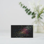 Moderne kleurrijke Confetti Bokeh zwart Visitekaartje (Staand voorkant)
