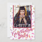 Moderne kleurrijke Confetti Graduation Party Kaart (Voorkant)