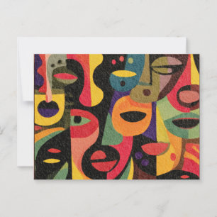 Moderne Kleurrijke Cubisme Abstracte Gezichten Ans Briefkaart