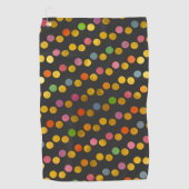    Moderne Kleurrijke & Cute Houtskool Goud Stippe Golfhanddoek (Voorkant)
