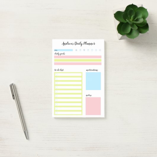 Moderne kleurrijke dagelijkse planner post-it® notes (Kantoor)