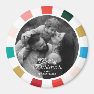 Moderne kleurrijke dambord foto vakantie magneet