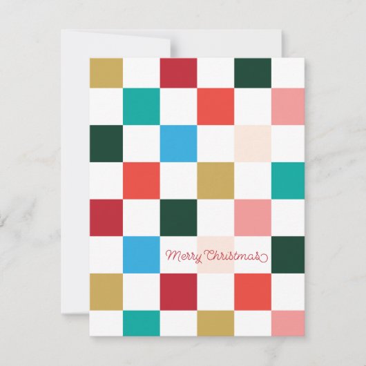 Moderne kleurrijke dambord kerst Kaart (Voorkant)
