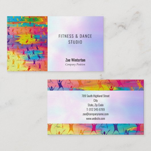 Moderne Kleurrijke Dansers en Fitnessstudio Visitekaartje (Voorkant / Achterkant)