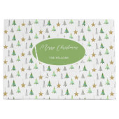 Moderne kleurrijke dennenboom Waterverf Groot Cadeauzakje (Voorkant)