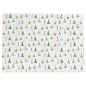 Moderne kleurrijke dennenboom Waterverf Groot Cadeauzakje (Achterkant)