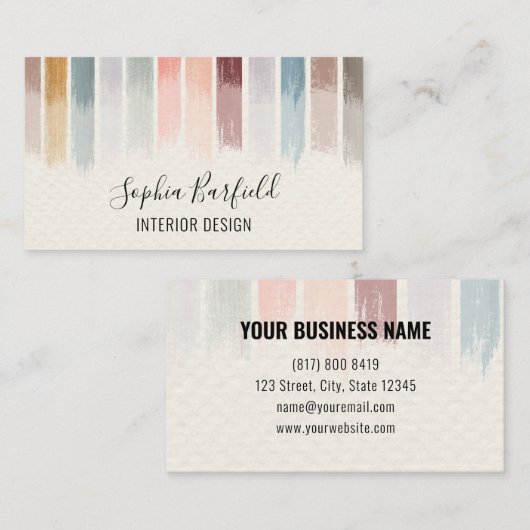 Moderne, kleurrijke design interieur design Profes Visitekaartje (Voorkant / Achterkant)