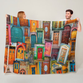 Moderne, kleurrijke  deuropenpatroon uniek fleece deken