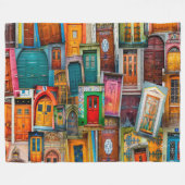 Moderne, kleurrijke  deuropenpatroon uniek fleece deken (Voorkant (Horizontaal))