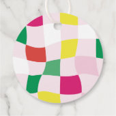 Moderne Kleurrijke Disco Ball Tartan Plaid Kerstmi Bedankjes Labels (Achterkant)