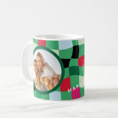 Moderne Kleurrijke Disco Tartan Plaid Kerstmis Koffiemok (Voorkant links)