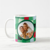 Moderne Kleurrijke Disco Tartan Plaid Kerstmis Koffiemok (Links)