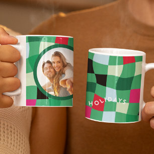 Moderne Kleurrijke Disco Tartan Schotse Ruit Kerst Koffiemok