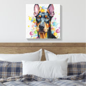 Moderne kleurrijke Doberman kunst Canvas Afdruk (Insitu (Slaapkamer))