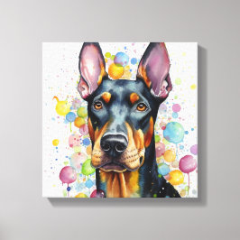 Moderne kleurrijke Doberman kunst Canvas Afdruk